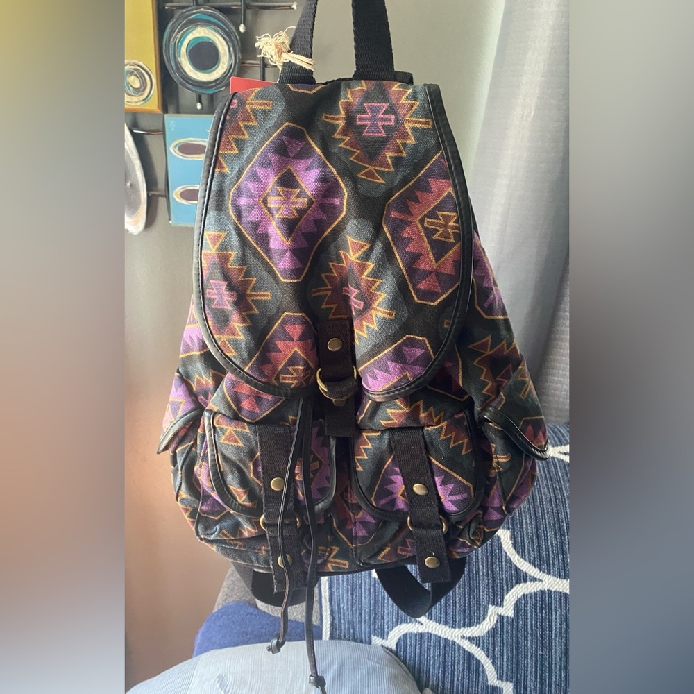 Tribal Patterned Mini Backpack - Purple Geo